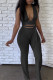 Black Sexy Solid Bandage Patchwork Frenulum Halter Sleeveless Two Pieces