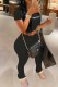 Black Fashion Casual Print Letter O Neck Short Sleeve Two Pieces