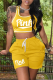 Yellow Casual Print Patchwork U Neck Sleeveless Two Pieces