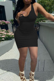 Red Fashion Sexy Solid Basic U Neck Vest Dress