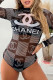 Black Fashion Sexy Letter Print See-through Swimwears