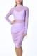 Purple Sexy Solid Patchwork See-through Fold O Neck Long Sleeve Three Pieces