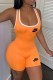 Orange Fashion Casual Print Letter U Neck Rompers