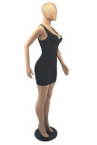 Red Fashion Sexy Solid Basic U Neck Vest Dress