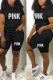 Black Casual Print Patchwork O Neck Short Sleeve Two Pieces