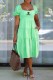 Light Green Fashion Casual Print Letter Square Collar A Line Dresses