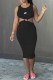 Black Fashion Sexy Print Hollowed Out O Neck One Step Skirt Dresses
