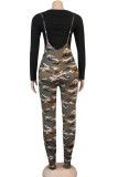 Camouflage Work Daily Print O Neck Long Sleeve Two Pieces