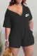 Black Fashion Casual Print Patchwork V Neck Rompers