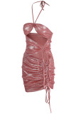 Red Sexy Solid Bandage Backless Strapless One Step Skirt Dresses