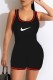 Black Fashion Casual Print Patchwork U Neck Rompers