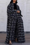 Black Casual Print Patchwork Outerwear