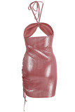 Red Sexy Solid Bandage Backless Strapless One Step Skirt Dresses