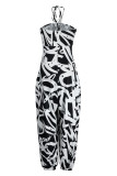 Red Fashion Sexy Casual Print Backless Strapless Regular Jumpsuits
