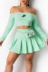 Cyan Fashion Sexy Letter Off the Shoulder Long Sleeve Two Pieces