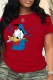 Red Fashion Casual Character Print Patchwork O Neck T-Shirts