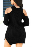 Green Sexy Solid Patchwork O Neck Pencil Skirt Dresses