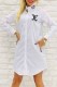 White Fashion Simplicity Print Letter Mandarin Collar Shirt Dress Dresses