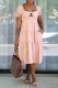 Pink Fashion Casual Print Letter Square Collar A Line Dresses