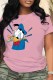 Pink Fashion Casual Character Print Patchwork O Neck T-Shirts