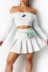 White Fashion Sexy Letter Off the Shoulder Long Sleeve Two Pieces