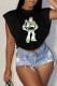 Black Fashion Casual Character Print Patchwork O Neck T-Shirts