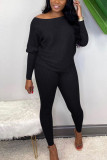 Green Sexy Solid Bateau Neck Long Sleeve Two Pieces