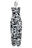 Red Fashion Sexy Casual Print Backless Strapless Regular Jumpsuits