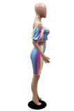 Colour Sexy Casual Print Backless Off the Shoulder Short Sleeve Two Pieces