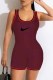 Red Fashion Casual Print Patchwork U Neck Rompers