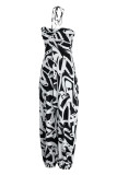 Red Fashion Sexy Casual Print Backless Strapless Regular Jumpsuits