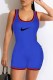 Blue Fashion Casual Print Patchwork U Neck Rompers