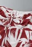 Red Fashion Sexy Casual Print Backless Strapless Regular Jumpsuits