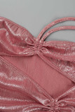 Red Sexy Solid Bandage Backless Strapless One Step Skirt Dresses