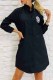 Black Fashion Simplicity Print Letter Mandarin Collar Shirt Dress Dresses