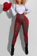 Red Work Daily Print O Neck Long Sleeve Two Pieces