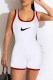 White Fashion Casual Print Patchwork U Neck Rompers