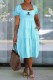 Light Blue Fashion Casual Print Letter Square Collar A Line Dresses
