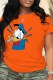 Orange Fashion Casual Character Print Patchwork O Neck T-Shirts