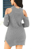 Green Sexy Solid Patchwork O Neck Pencil Skirt Dresses