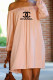 Pink Fashion Casual Print Letter Off the Shoulder A Line Dresses