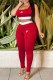 Red Fashion Sexy Print Patchwork Letter U Neck Sleeveless Two Pieces