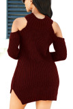 Green Sexy Solid Patchwork O Neck Pencil Skirt Dresses