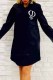 Black And White Fashion Simplicity Print Letter Mandarin Collar Shirt Dress Dresses