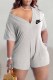 Grey Fashion Casual Print Patchwork V Neck Rompers