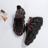 Black Gray Fashion Casual Sportswear Bandage Patchwork Round Comfortable Sport Shoes
