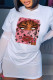 White Fashion Street Patchwork O Neck T-Shirts
