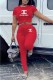 Red Fashion Casual Print Letter O Neck Short Sleeve Two Pieces