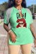 Light Green Fashion Sexy Character Print Tassel V Neck T-Shirts