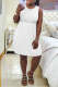White Casual Solid Patchwork U Neck Cake Skirt Dresses